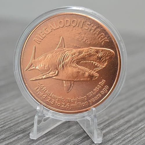 Miniatura 3 de Megalodon Shark - Moneda redonda de cobre 999 de 1 oz (1.535 in) en cápsula  COA por Heavenly Metals