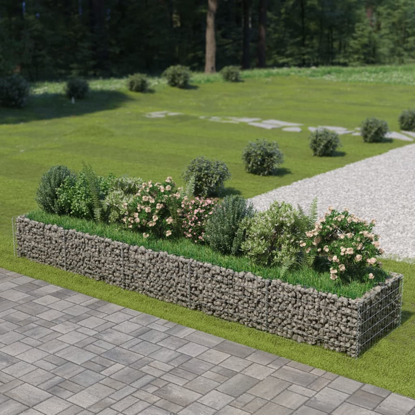 Gecheer Galvanised Steel Gabion Raised Bed - 450x90x50 cm - Durable & Weather-Resistant - Ideal for Gardens & Patios Model143553