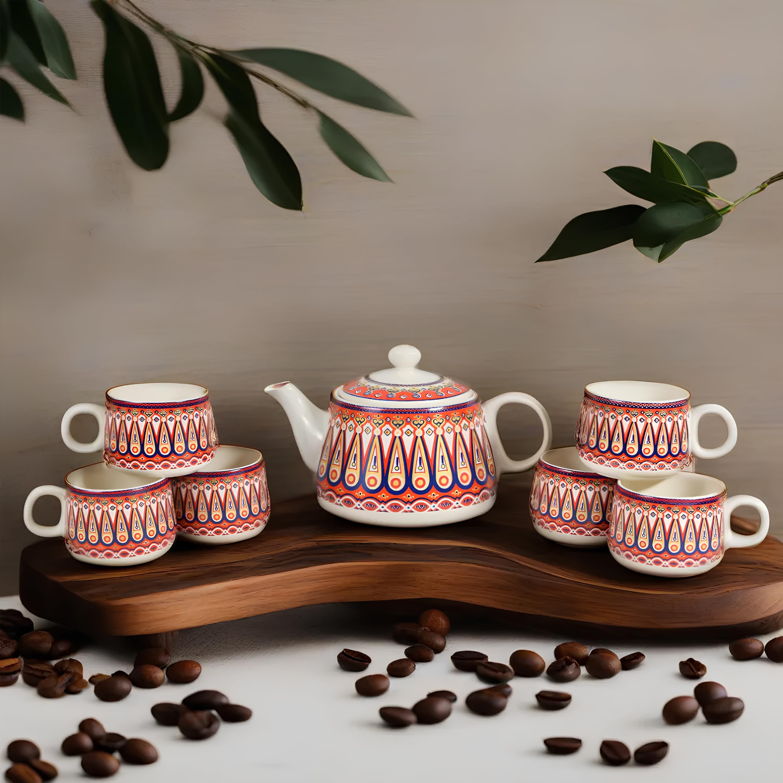 Amazecart Hand Crafted Alive Printing Work Tea/Coffee Set of 7 Pcs(6 Cups & 1 Tea Pot) (Tea Set-05) (B0C96RJ2H1) Amazon Price History, Amazon Price Tracker