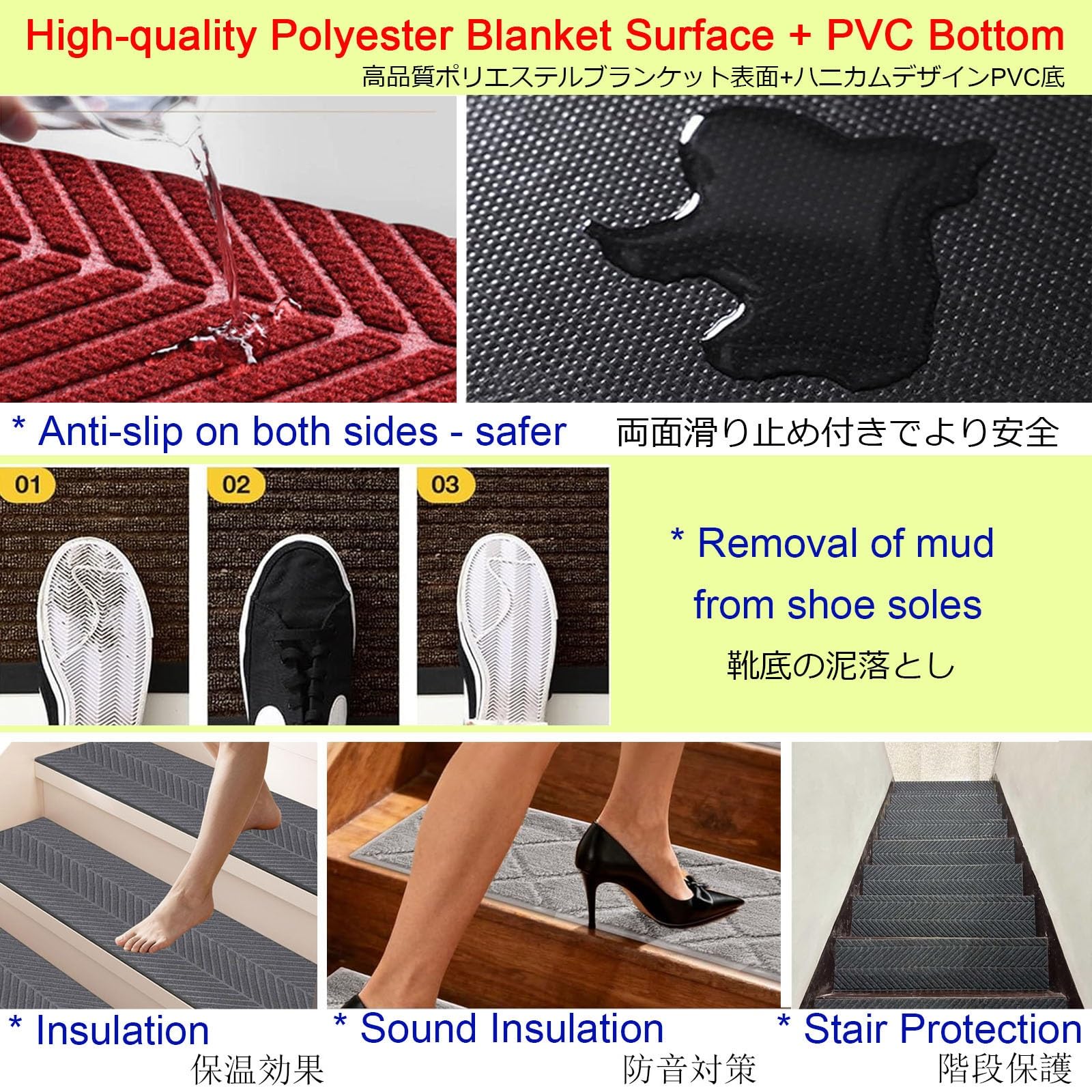 Rutschfeste Treppenmatten für den Außenbereich, 25 x 100 cm, 30 x 360 cm, 40 x 480 cm, wasserdichte Stufen für den Innenbereich, PVC-Rückseite, starker Halt, hundefreundliche Stufenabdeckungen