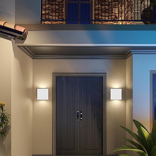 Miniatura 5 de Inowel Paquete de 2 luces de pared para exteriores, luces LED blancas para exteriores, aplique moderno para montaje en pared, para porche, garaje, 6