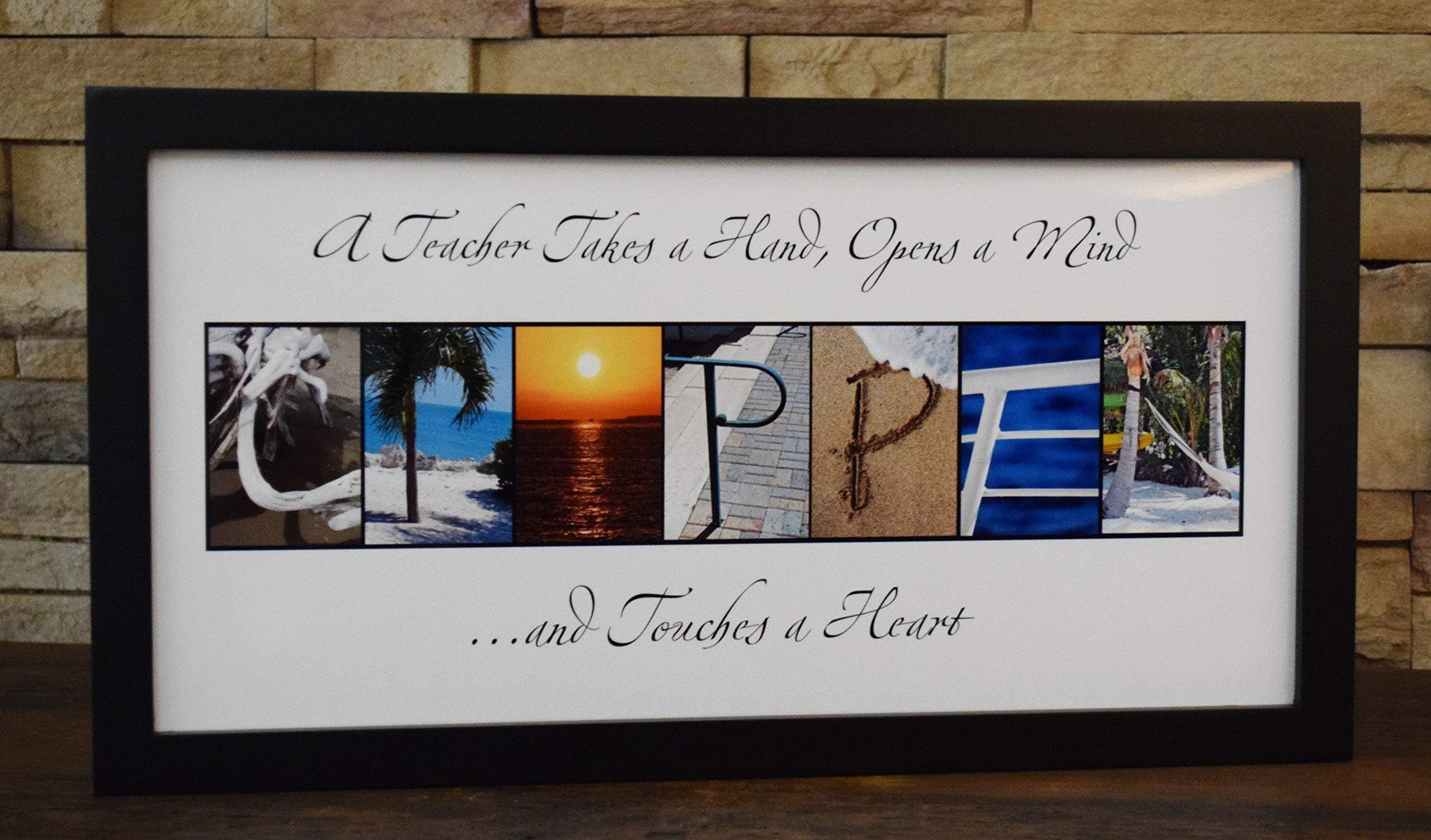 Teacher - Framed Photo Letter Art - Personalized Alphabet Photography - Custom Name Sign