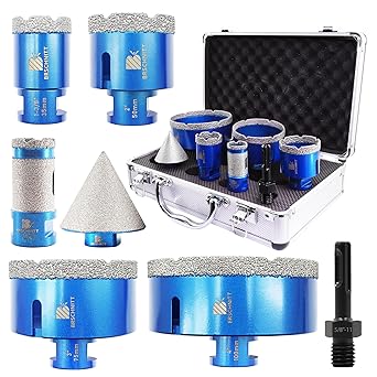 Diamond Core Drill Bit Set for Porcelain Tile Ceramic Marble Granite Drilling,BRSCHNITT 35/50/75/100mm tile bit&1