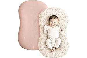 Konssy Muslin Baby Lounger Cover 2-Pack: 100% Cotton Breathable Lounger Slipcovers for...