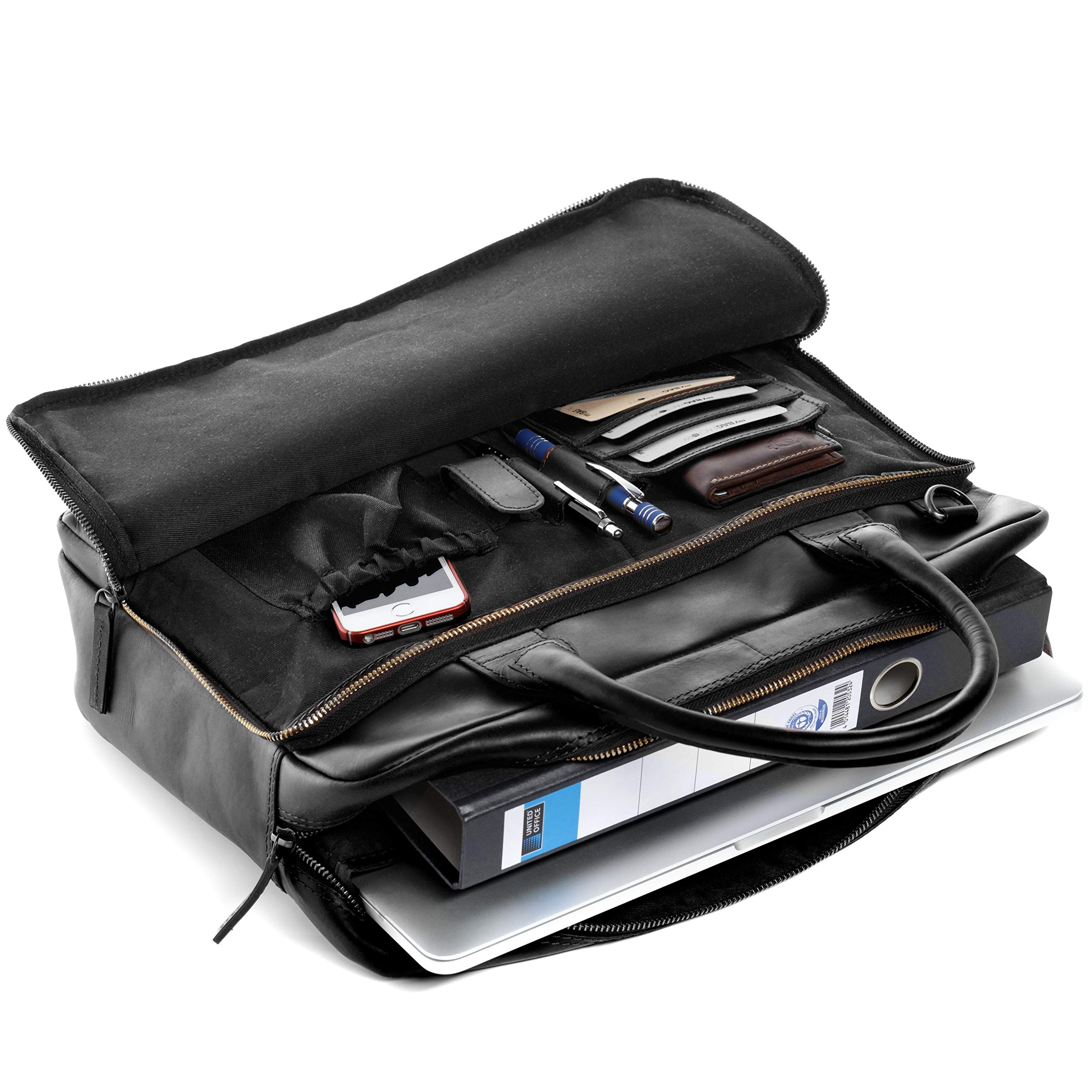 SID & VAIN Sac bandoulière Ordinateur Cuir véritable 15" Ryan Sac Porte-Document en bandoulière XL Grand Sac Messager école Etudiante Travail