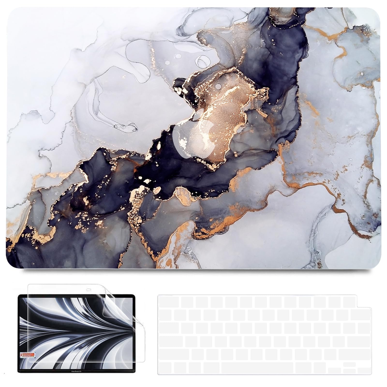 B BELK Compatible with MacBook Air 13 inch Case 2025 2024 2023 2022 M4 M3 M2 A3240 A3113 A2681, Plastic Laptop Hard Shell+ Keyboard Cover +Screen Protector for MacBook Air 13.6 inch Case, Blue Marble