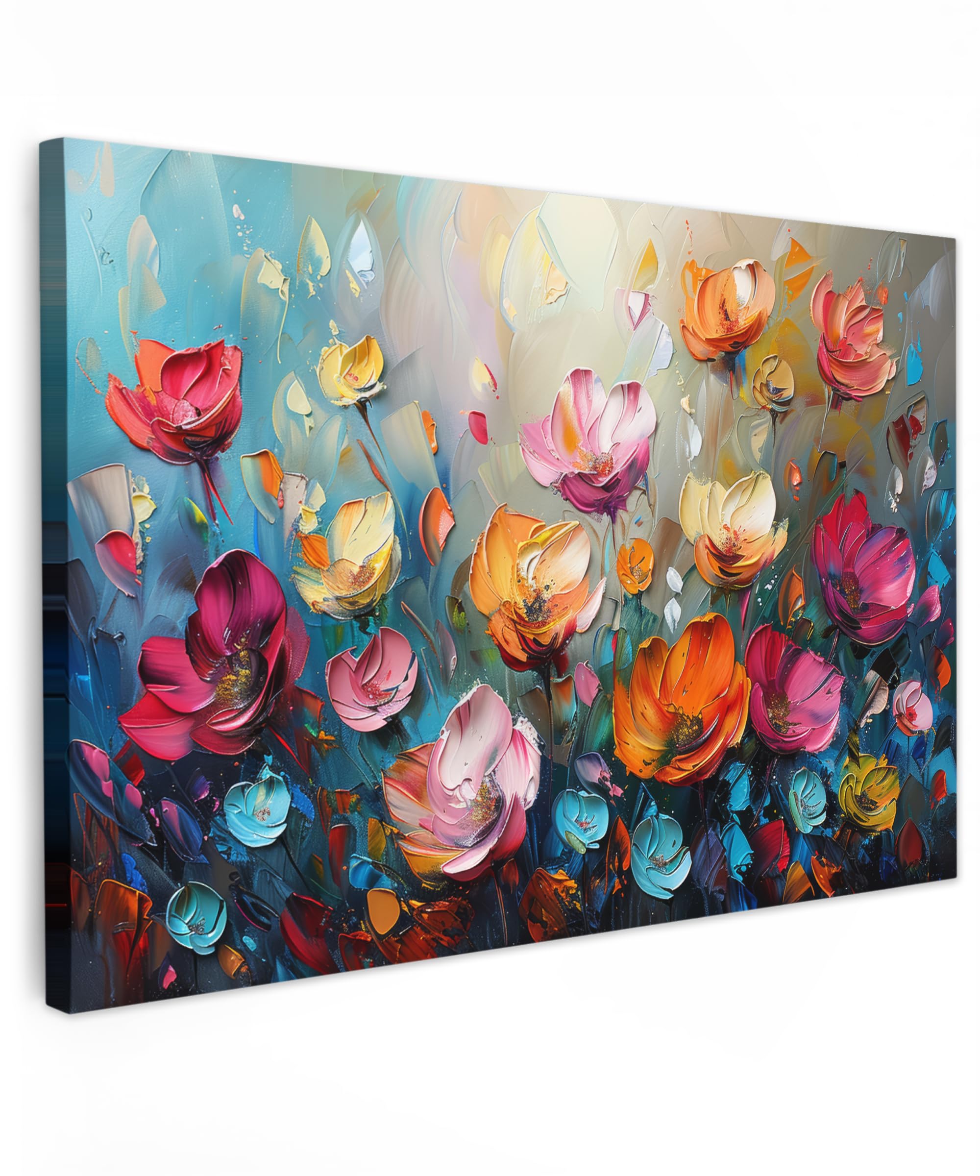 MuchoWow© Canvas Wall Art 35"x24" / 90x60 cm Decor Paintings Print framed on Canvas Pictures for Hallway Poppies - Flowers - Art - Botanical