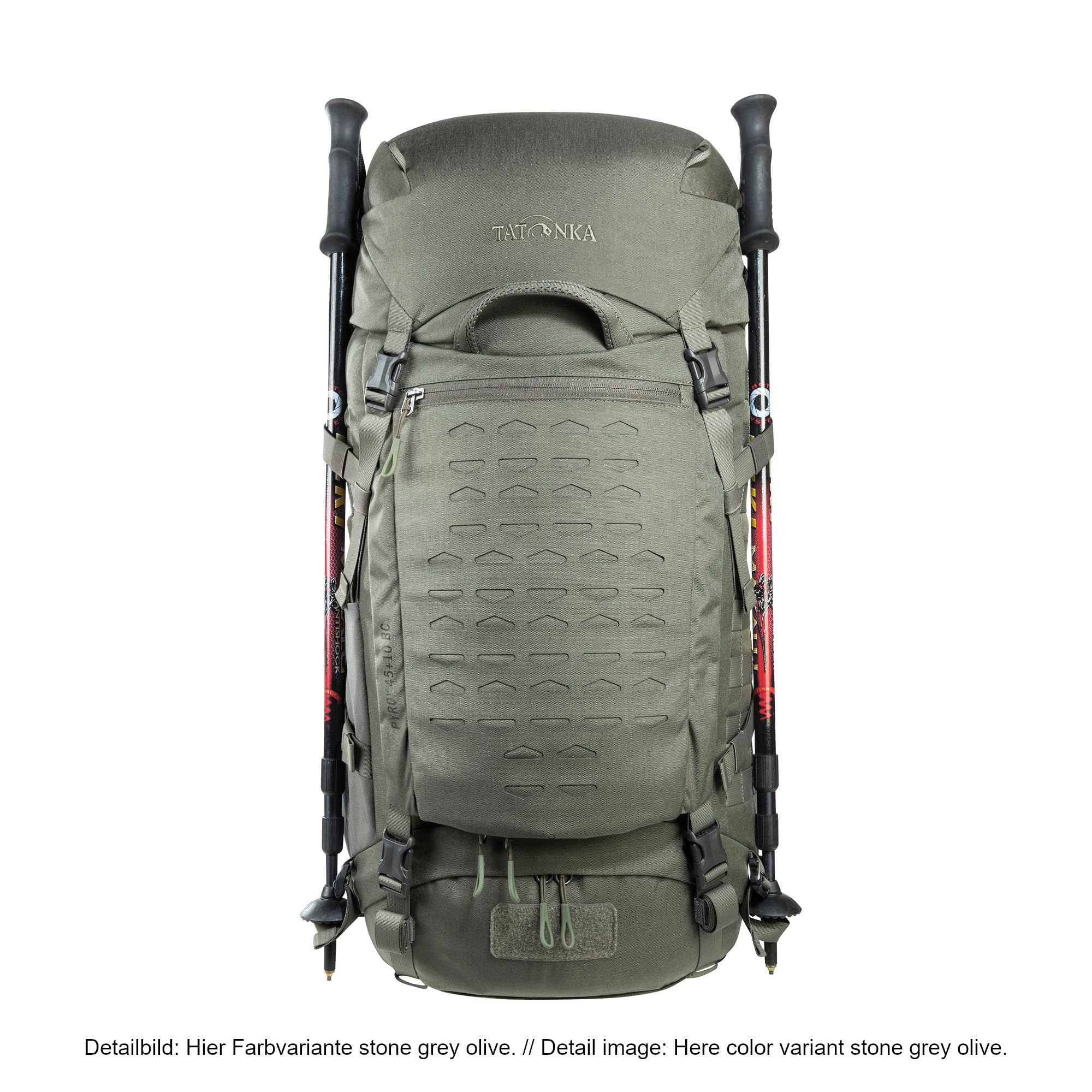 Tatonka Pyrox 45+10 BC - Tourenrucksack mit großer Frontöffnung, MOLLE-System, Bodenfach, Regenhülle und stufenlos einstellbarem Rückensystem - 55 Liter