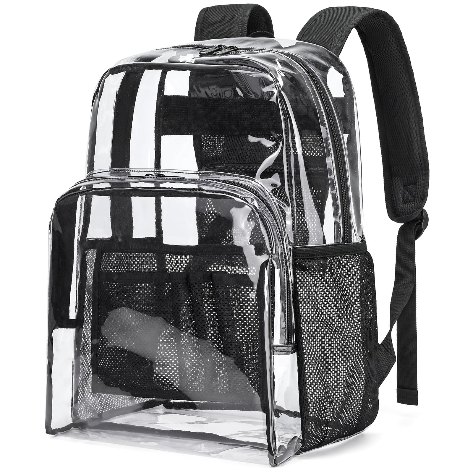 NEOREAL Transparent Backpacks See Through Backpack Clear Backpack Heavy Duty for College,Work,Security, Black