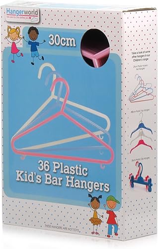 Miniatura 8 de HANGERWORLD 18 perchas de plástico azul de 118 pulgadas para niños ropa de ropa pantalones falda barra para bebés y niños pequeños