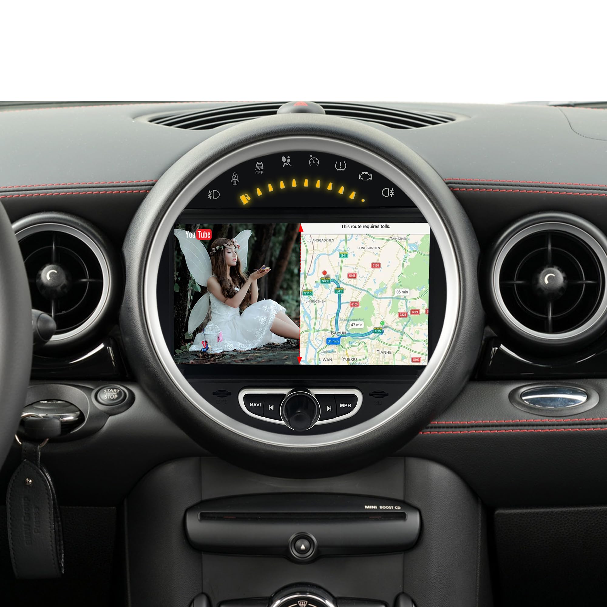 MSD 6G 128G - Autoradio pour BMW Mini Cooper R55 R56 (2007-2013) | Android 15 GPS Navi Radio | Carplay Android Auto Volant Dual Band WiFi DSP Dab | Caméra MIC | Octa-Core