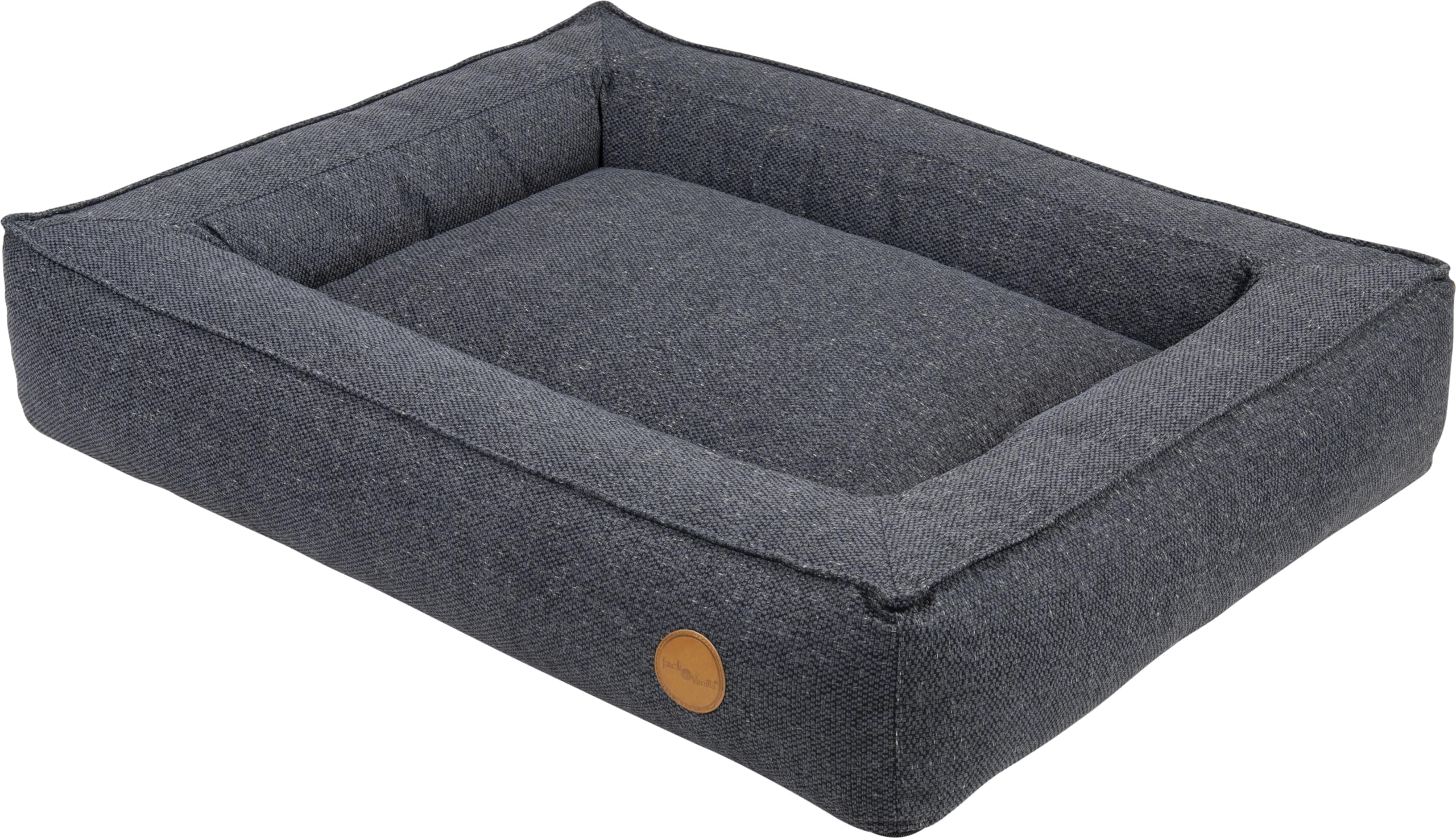 JACK AND VANILLA - Lit Box Orthopédique pour Chien JV Hampton - Panier à Rebords Confortable pour Chien aux Articulations Fragiles - Gris Foncé, M, 80 x 65 cm