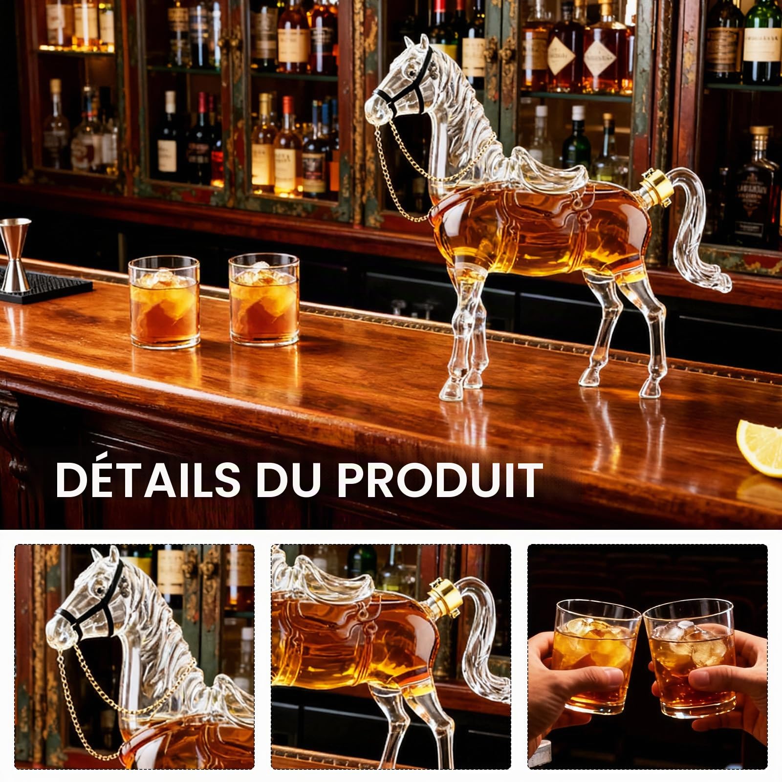 Carafe à Whisky, Coffret Cadeau Whisky Pour Homme Carafe à Whisky En Forme De Cheval Avec 2 Verres à Liqueur Coffret Cadeau Original Pour Homme Papa Mari Petit Ami