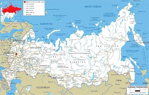 Gifts Delight Póster laminado 26x16 Mapa de ruta de Rusia Explore Marie Thrse Hbert Jean Rob