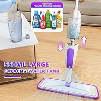 Vista 2 de Mopa de microfibra con aerosol SEVENMAX para limpieza de pisos secos y húmedos con rociador, 3 almohadillas lavables, compatible con Swiffer