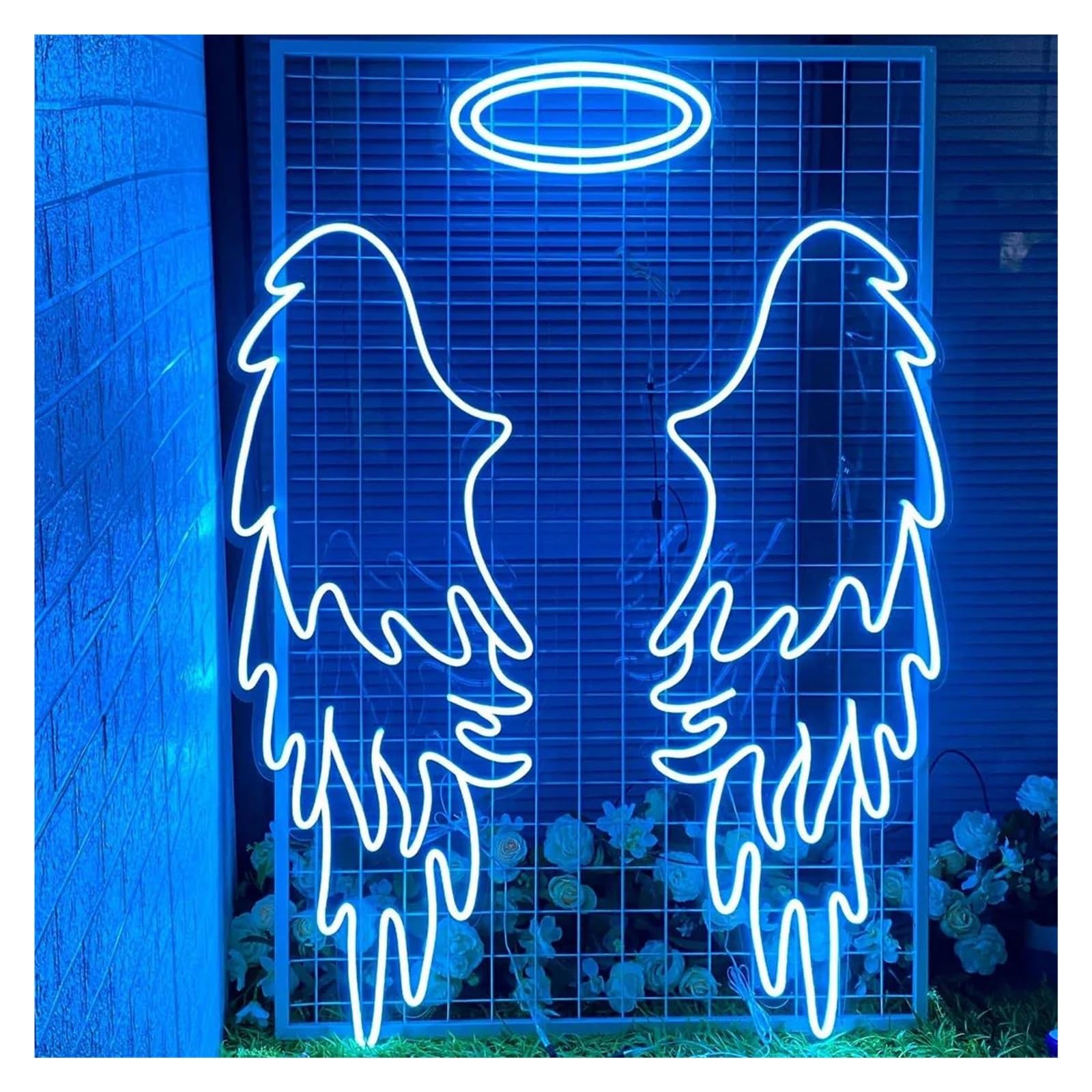 RONGCH Hanging Art Neon Signs Angel Wings and Halo Neon Sign, Angel Wings Neon Sign, Wings Wedding Decor, Party Decor 65cm(C)