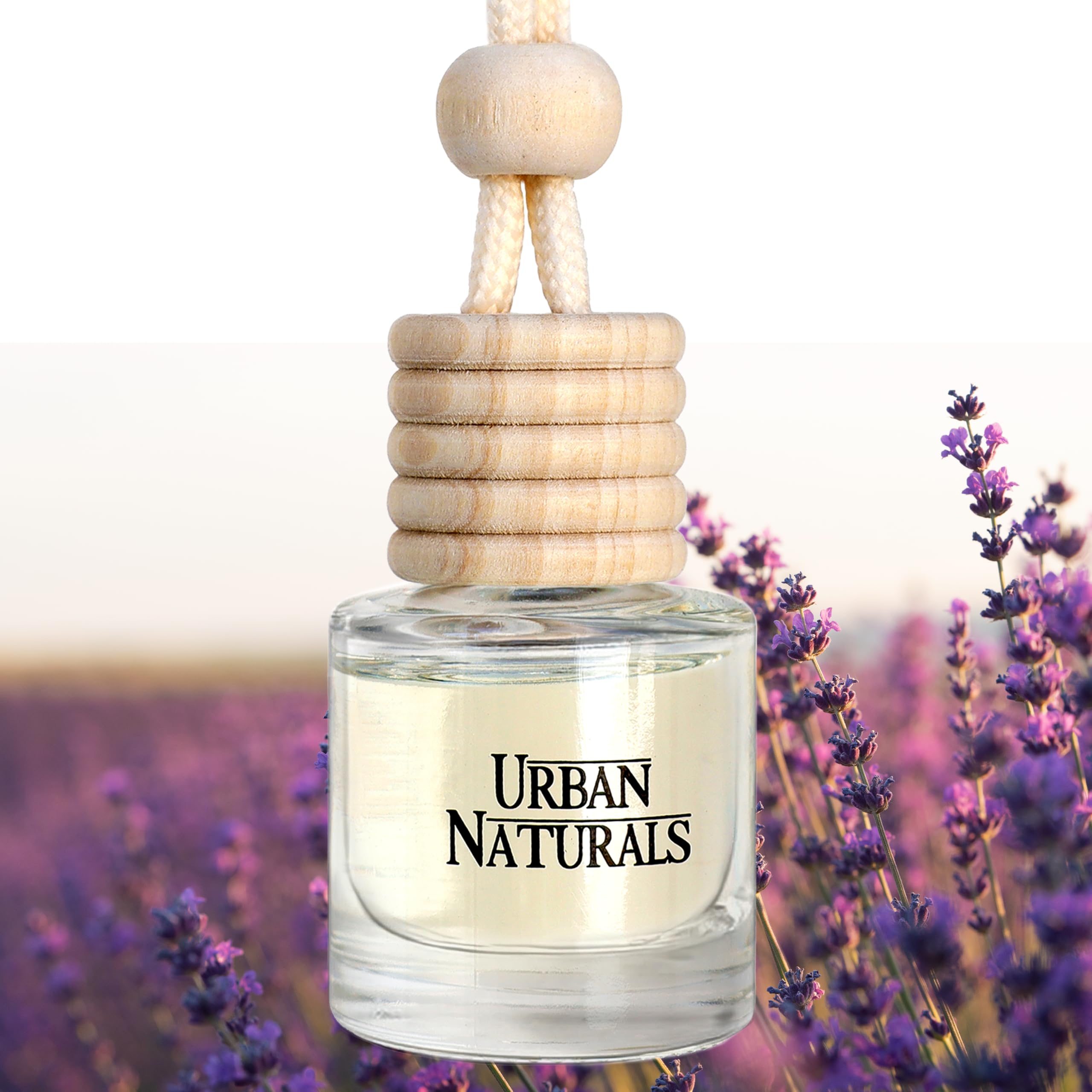 Urban Naturals Car Air Freshener Diffuser 1 Pack - Lavender Luxe Scent, 45+ Days Long Lasting Fragrance, Made in USA, Glass & Wood, Hanging Design +