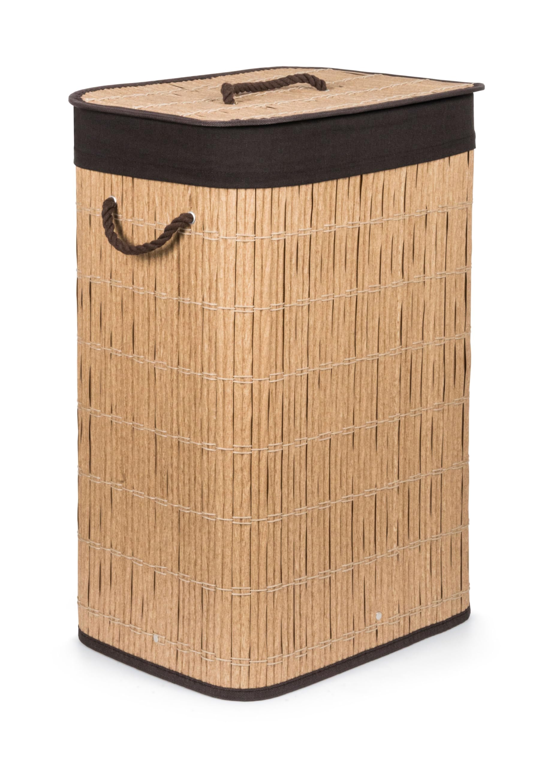 Cesto portabiancheria G21 72 l, in finta rattan con cestino marrone