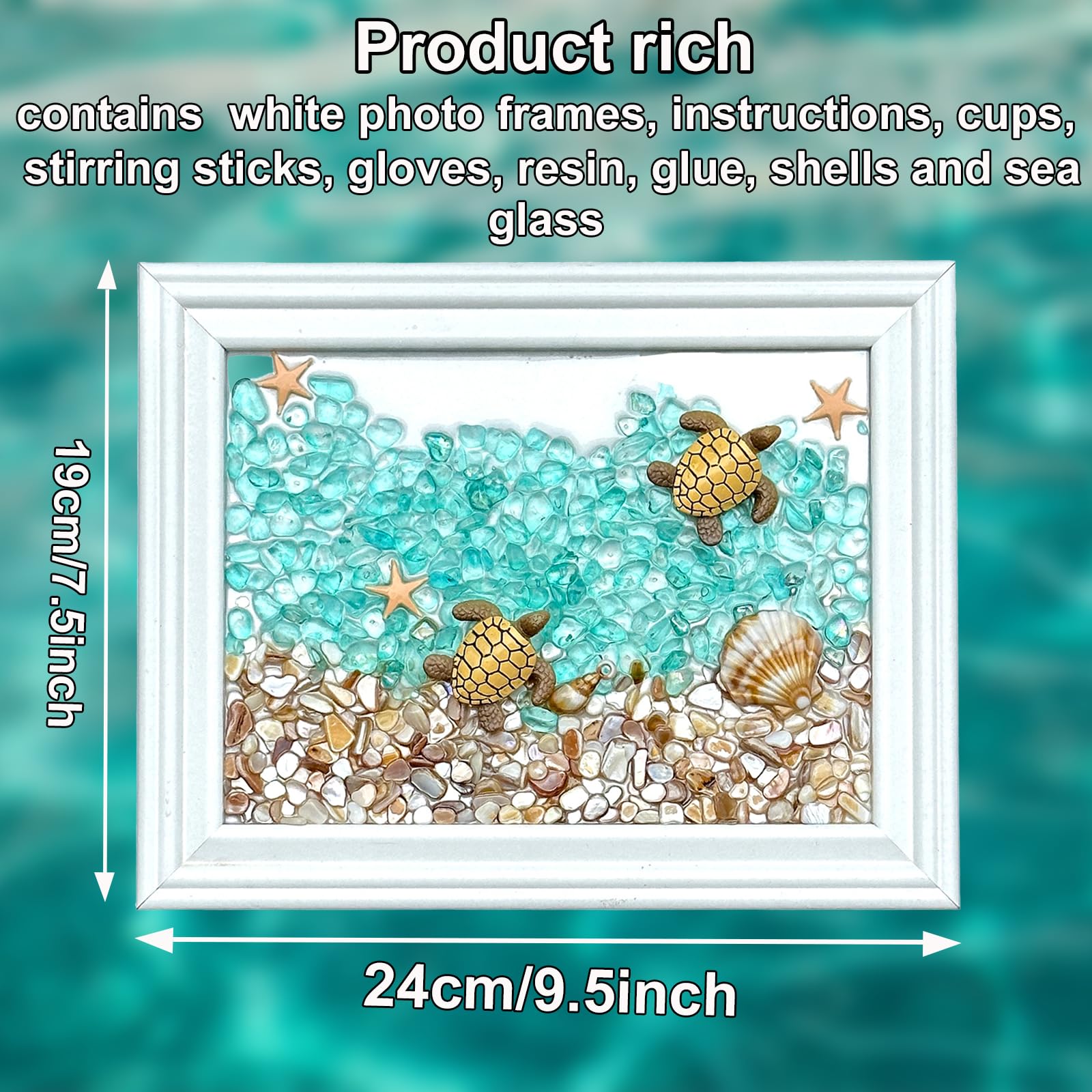 KOLGEIKJ Kit artistico in vetro marino 2024, kit artistico per adulti, kit fai da te in resina da spiaggia, kit per pittura oceanica, resina di vetro di mare, artigianato fai da te a tema oceano,