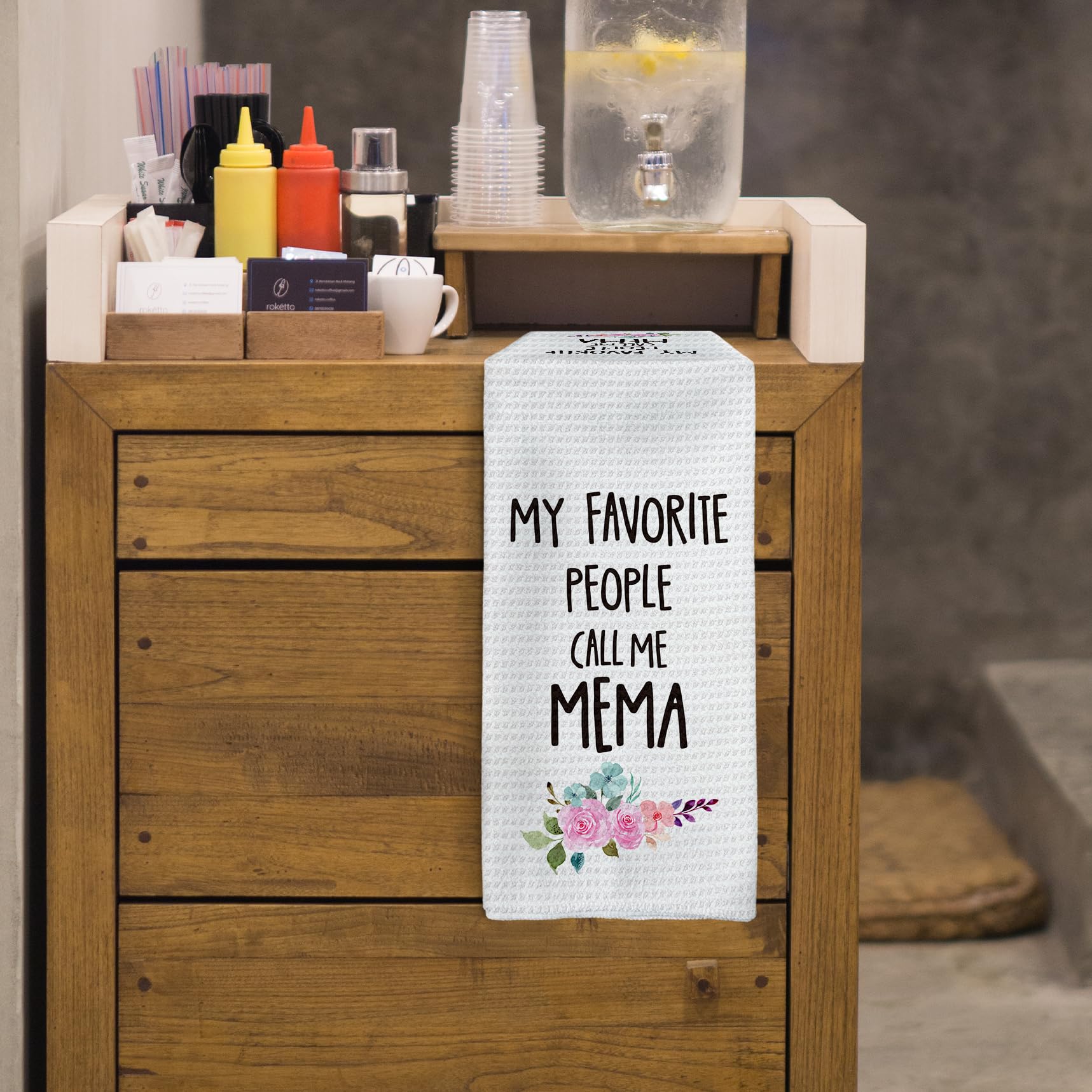 Mema Gifts Kitchen Towels, Gifts for Mema Hand Towels, MemaGrandma Christmas Dish Towels TeaTowels for Kitchen, MemaGrandmaGifts from Grandkids, 16x24inch