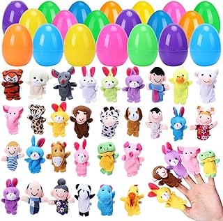 30PCS Easter Eggs Filled with Finger Puppets for Easter Basket Stuffers,Prefilled Easter Egg with Finger Puppets for Easter Egg Fillers,Party Favors,Goodie Bags Fillers, Easter Gift for Kids