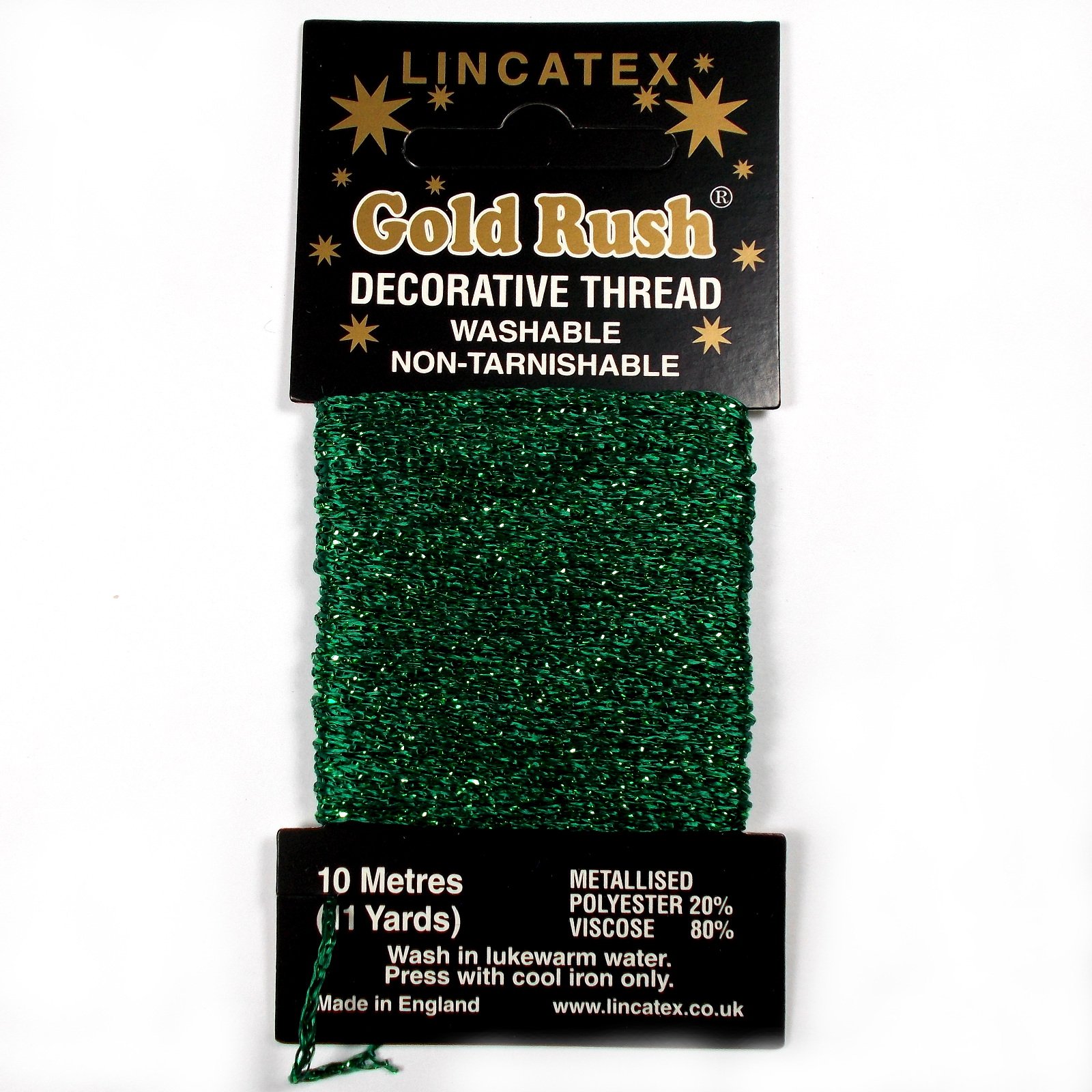 Gold Rush Metallic Decorative Glitter Embroidery Thread - 10 Metre Card (Green)