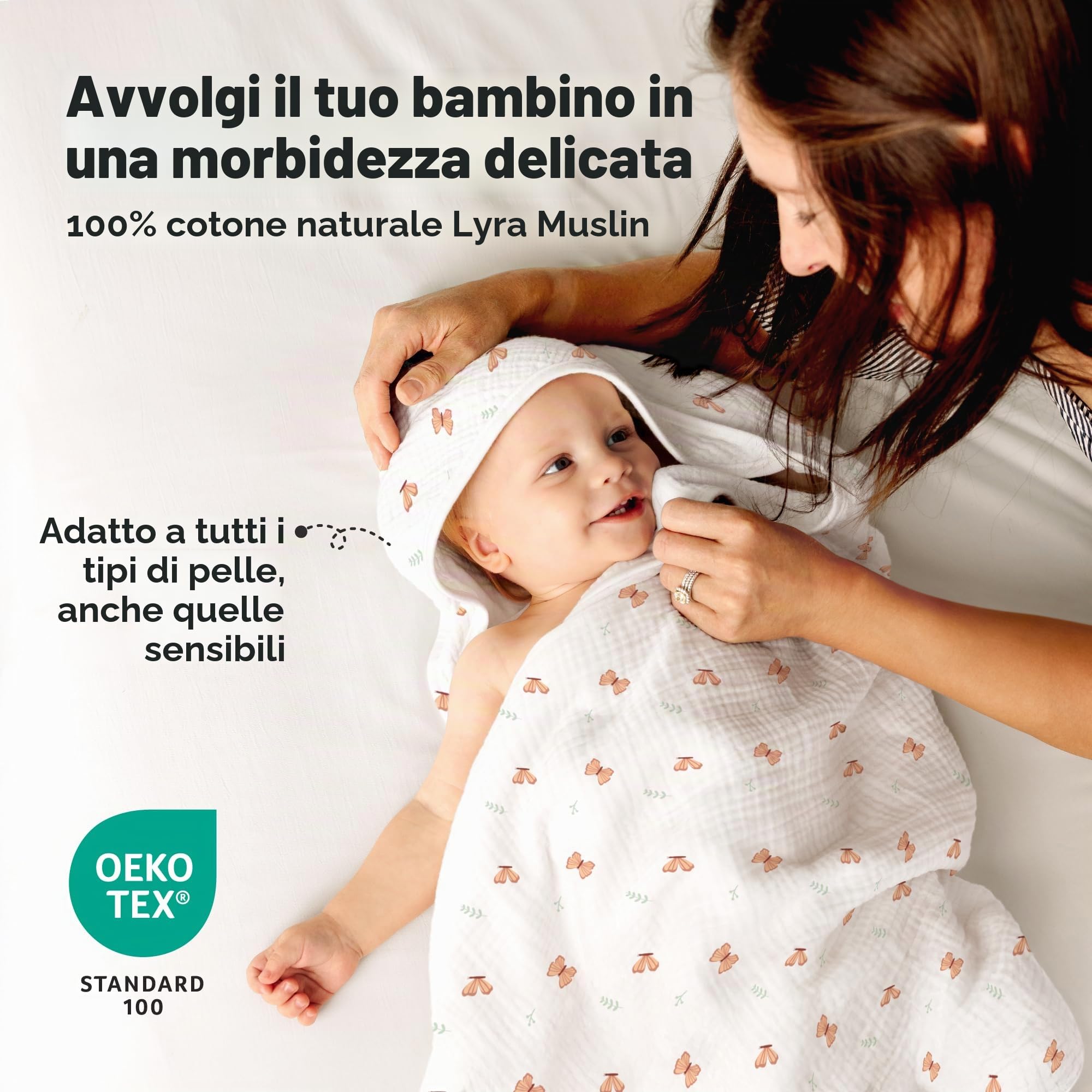 KeaBabies asciugamano in mussola con cappuccio per bambine e bambini - asciugamano con cappuccio in 100% cotone biologico per neonati e bambini, morbido e assorbente con cappuccio (Monarch)