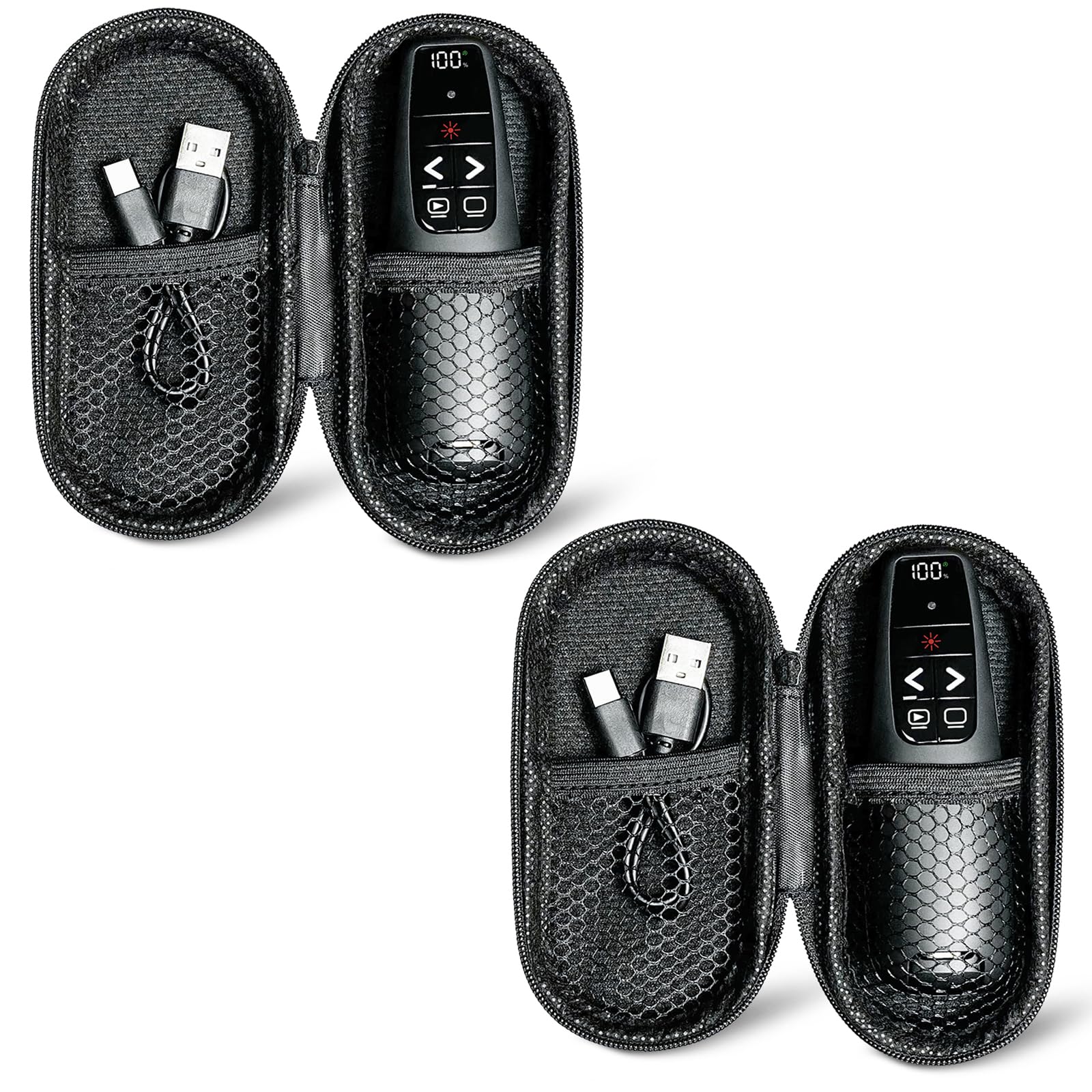 Photo 1 of (2 Units) Rechargeable Presentation Clicker with Case, Power Digital Display Wireless Presenter Remote, Red Light Pointer Computer PowerPoint Clickers for Mac Laptop, Slideshow Google Slide Advancer