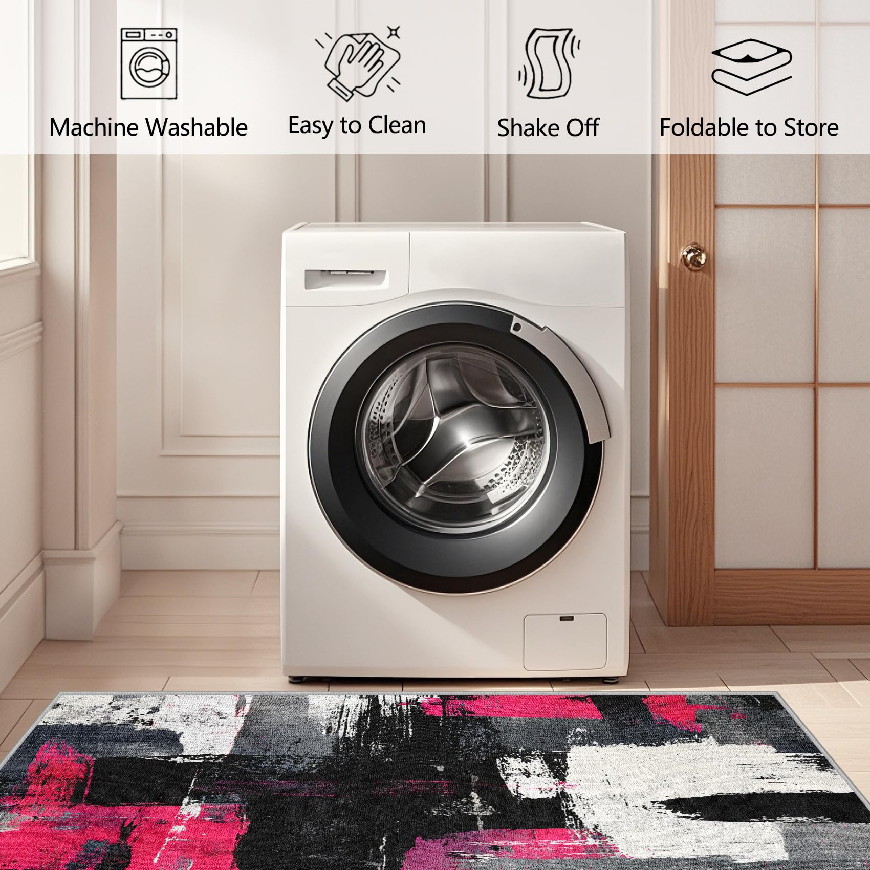Générique Lune Soleil Tapis 60x90 - Motif Vague désert Bohème Tapis à Poils Courts Doux Antidérapant - Lavable en Machine - pour Salon Chambre à Coucher Cuisine Salle à Manger Gabjk83