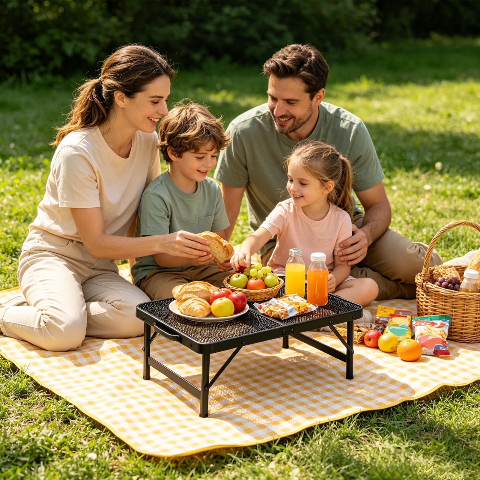 Mesa de camping portátil para parrilla Altura Ajustable con Estructura | Mesa de Picnic Plegable con Asa de Transporte para Barbacoa Picnic Senderismo Viajes Playa Jardín Patio E