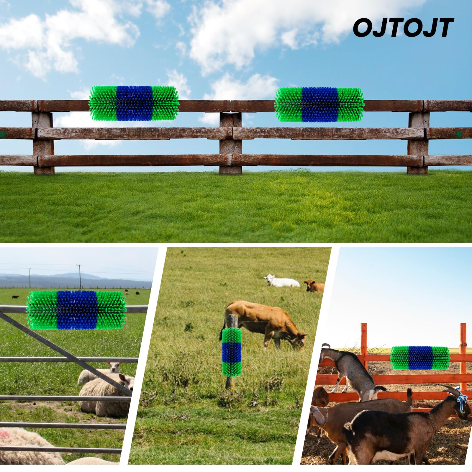 Spazzola per Tiragraffi per Bestiame,OJTOJT Spazzola per Cavalli 44X20X10CM Tiragraffi per Mucche Spazzola per Mucca per Alleviare Prurito alla Schiena,per Cavalli,Maiali (44X20X10CM, unità, 2)