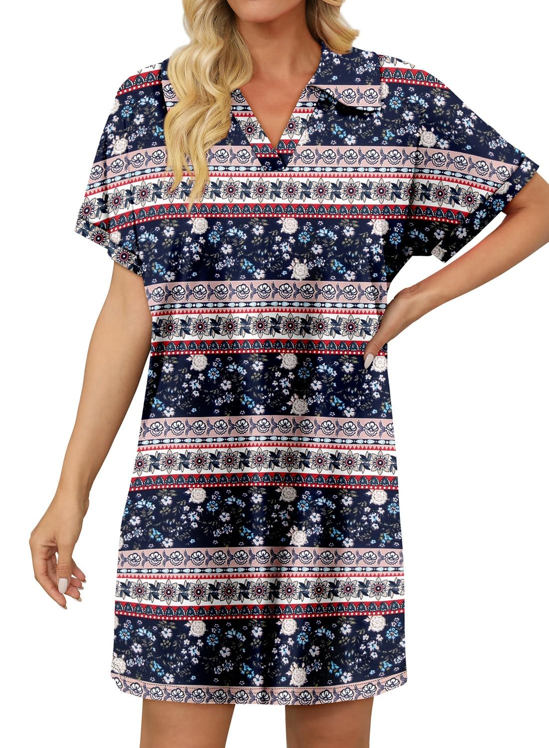 onlypuff Women's Casual Summer Dress Short Sleeve T Shirt Dress Loose Beach Mini Dresses