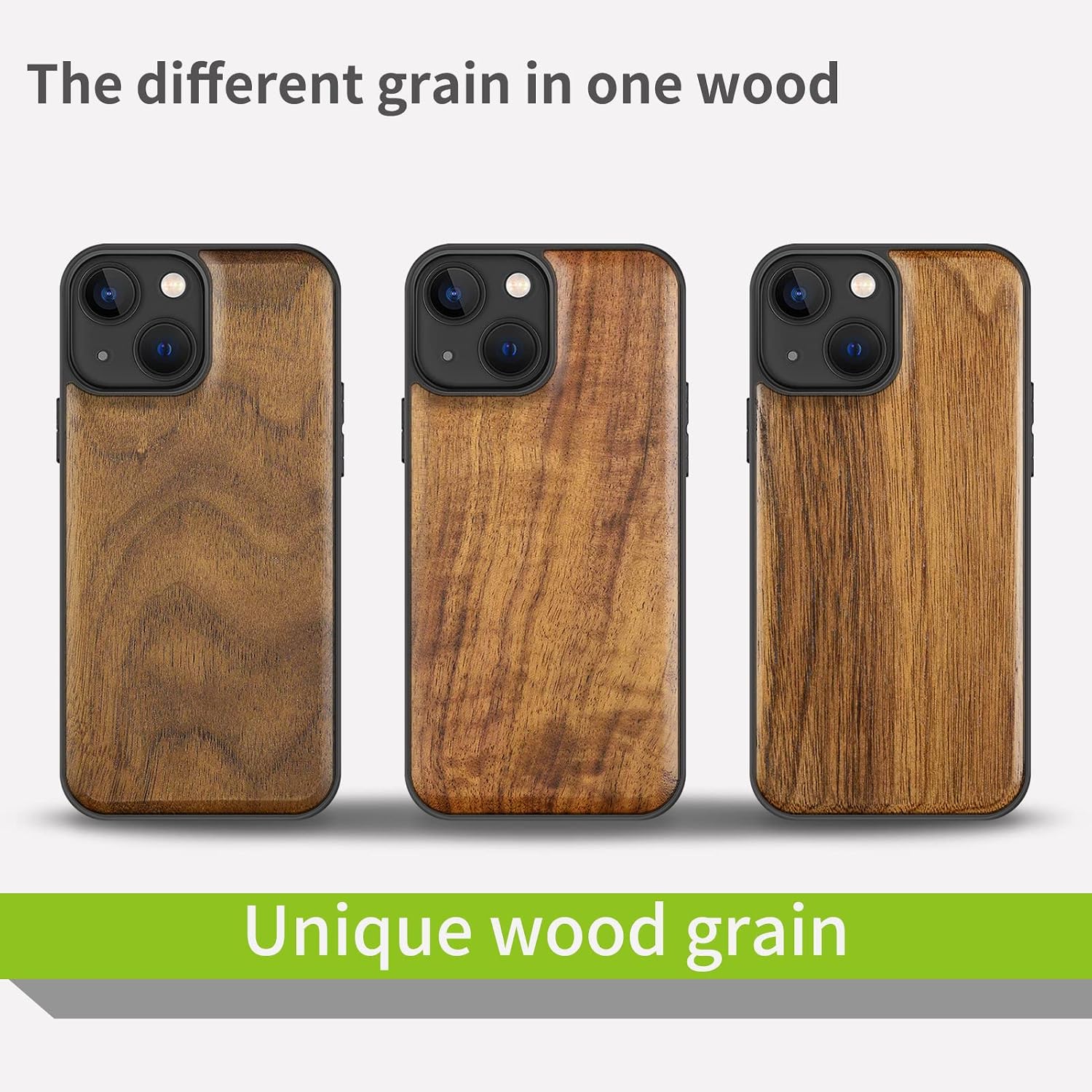 Carveit Magnetic Wood Case for iPhone 13 Mini Case [Natural Wood & Black Soft TPU] Unique & Classy Wooden Shockproof Protective Cover Compatible with MagSafe (Walnut)