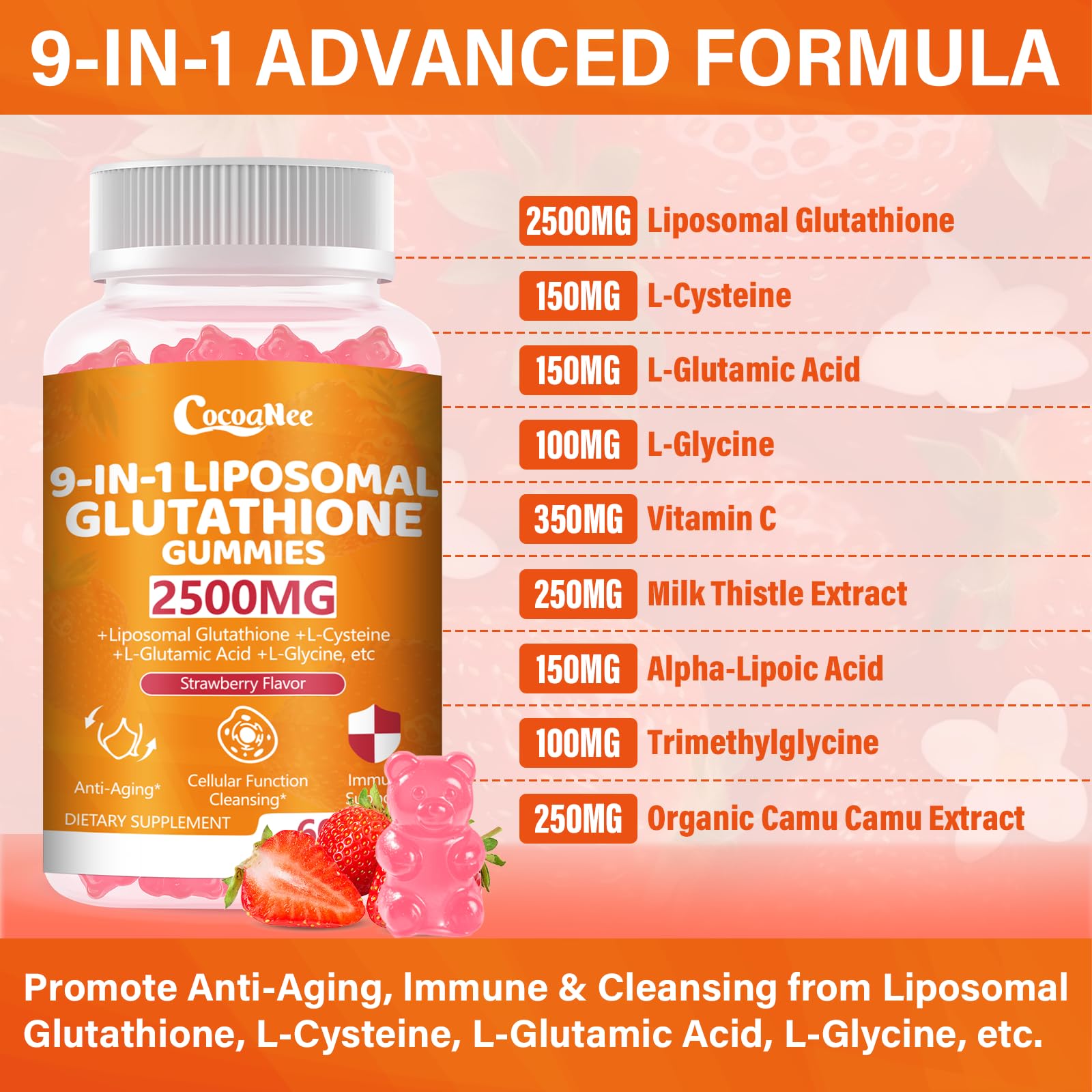 Amazon.com: CocoaNee 2 Packs 2500MG Liposome Glutathione Gummies, Composite L-Cysteine, Collocation Milk Thistle, Increas 98% Absorption Rate, Antioxidant Anti-Aginga : Health & Household Amazon.com: CocoaNee 2 Packs 2500MG Liposome Glutathione Gummies, Composite L-Cysteine, Collocation Milk Thistle, Increas 98% Absorption Rate, Antioxidant Anti-Aginga : Health & Household