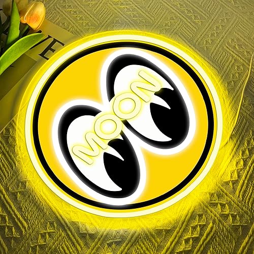 Miniatura 2 de Letrero de neón de luna y ojos, luz LED de neón para decoración de pared de garaje, regalo retro automotriz, decoración de cueva de hombre,