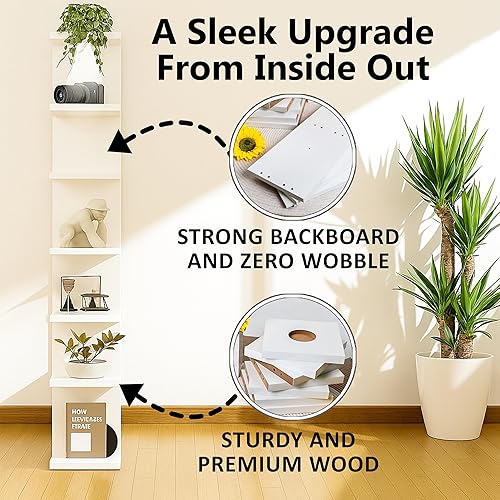 Miniatura 5 de home stuff Estante de pared, estantes de pared de 7 niveles, estante de columna vertical, almacenamiento de decoración del hogar, diseño de
