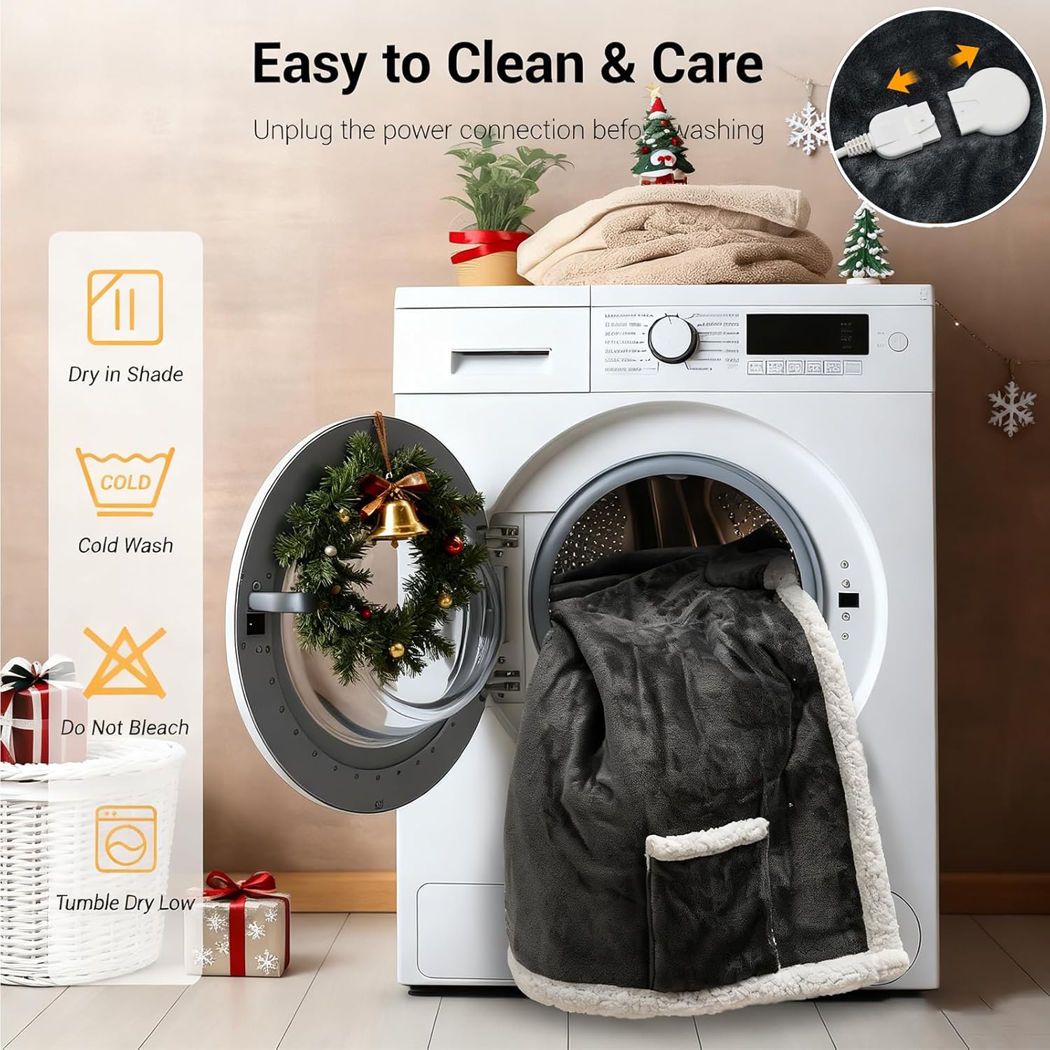 Wearable Heated Throw Blanket for Women Heated Shawl Wrap Heated Poncho Blankets with Sleeves Flannel&Sherpa Electric Robe Heated Throw Hoodie Blanket with 9 Temp for Home,Office 51"x63" - Image 7