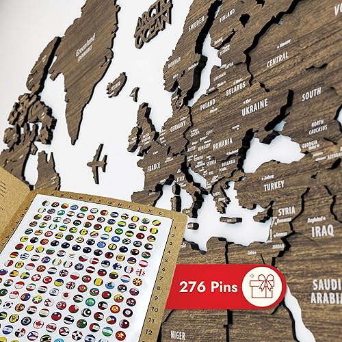 Miniatura 5 de Mapa del mundo de madera 3D multicapa, mapa de viaje con estados y capitales, decoración de pared para la nueva casa, regalo para viajeros,