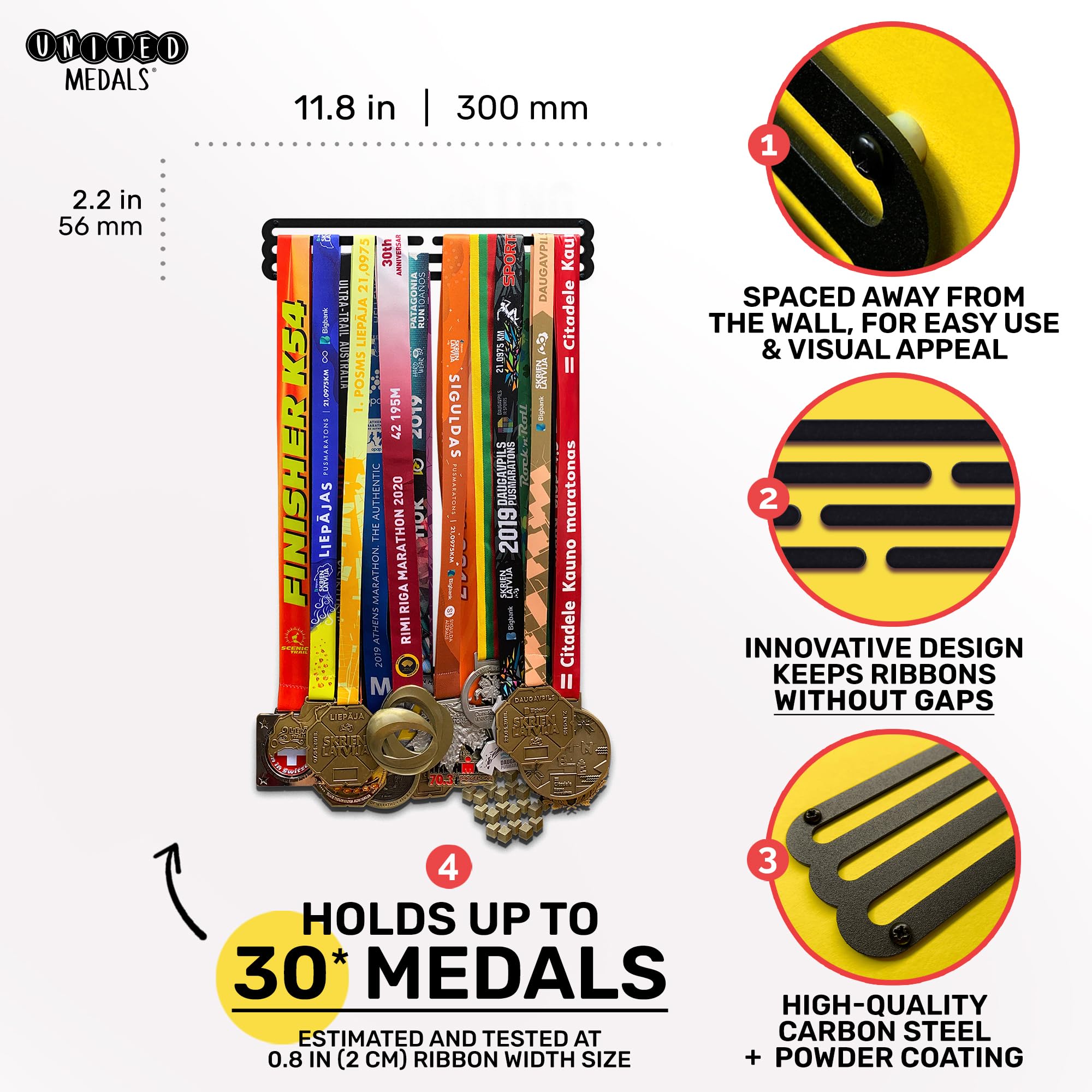 Expositor de medallas invisible deportivo, soporte de medallas de acero, estante de exhibición de premios