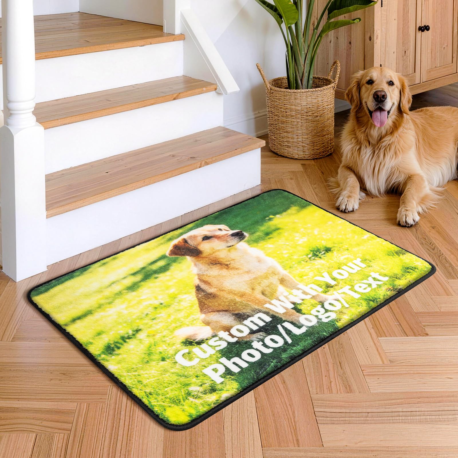 Tinyboy-hbq Personalised Door Mat Custom Doormats with Photo Text for Dog Cat Family Welcome Mat Indoor Outdoor Entrance Front Door Non-slip Washable New Home Gift 50x75cm — image 1