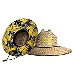 FOCO Mens Ncaa College Team Logo Floral Lifeguard Beach Sun Straw Hat, Team Logo