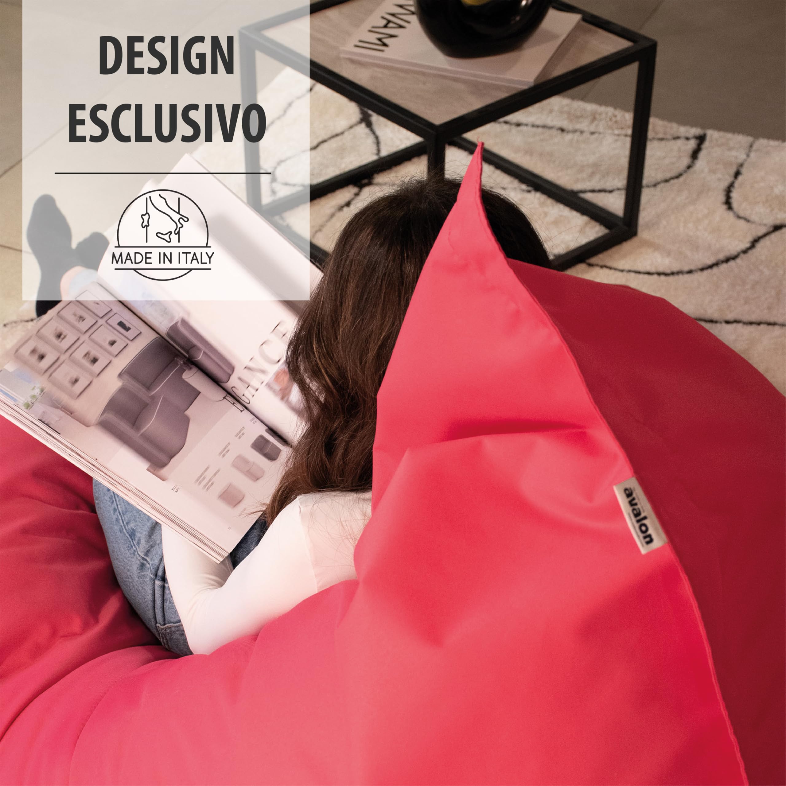 Avalon - Puff Poltrona Sacco da Esterno e Interno Gigante Shongo Deluxe Sfoderabile, Pouf Sacco Sartoriale, Bean Bag per Sedersi Impermeabile, Perfetto da Giardino, Made IT(140x175cm-Grigio)