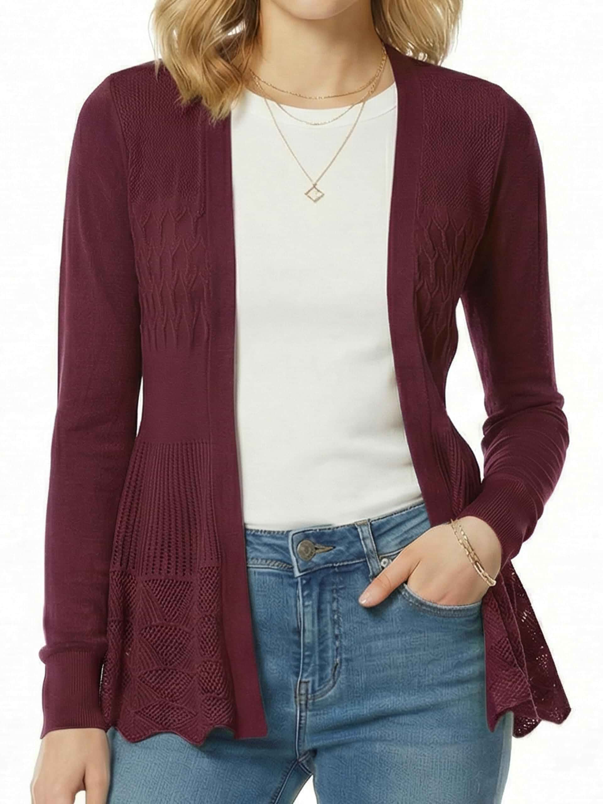Design by Olivia Women's Lightweight Open Front Cardigan Draped Knit Sweater