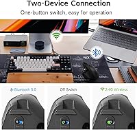 Vista 3 de SANWA Ratón de Trackball vertical, 2.4G inalámbrico+mouse ergonómico Bluetooth, botones silenciosos programables, 3 DPI, control preciso del pulgar