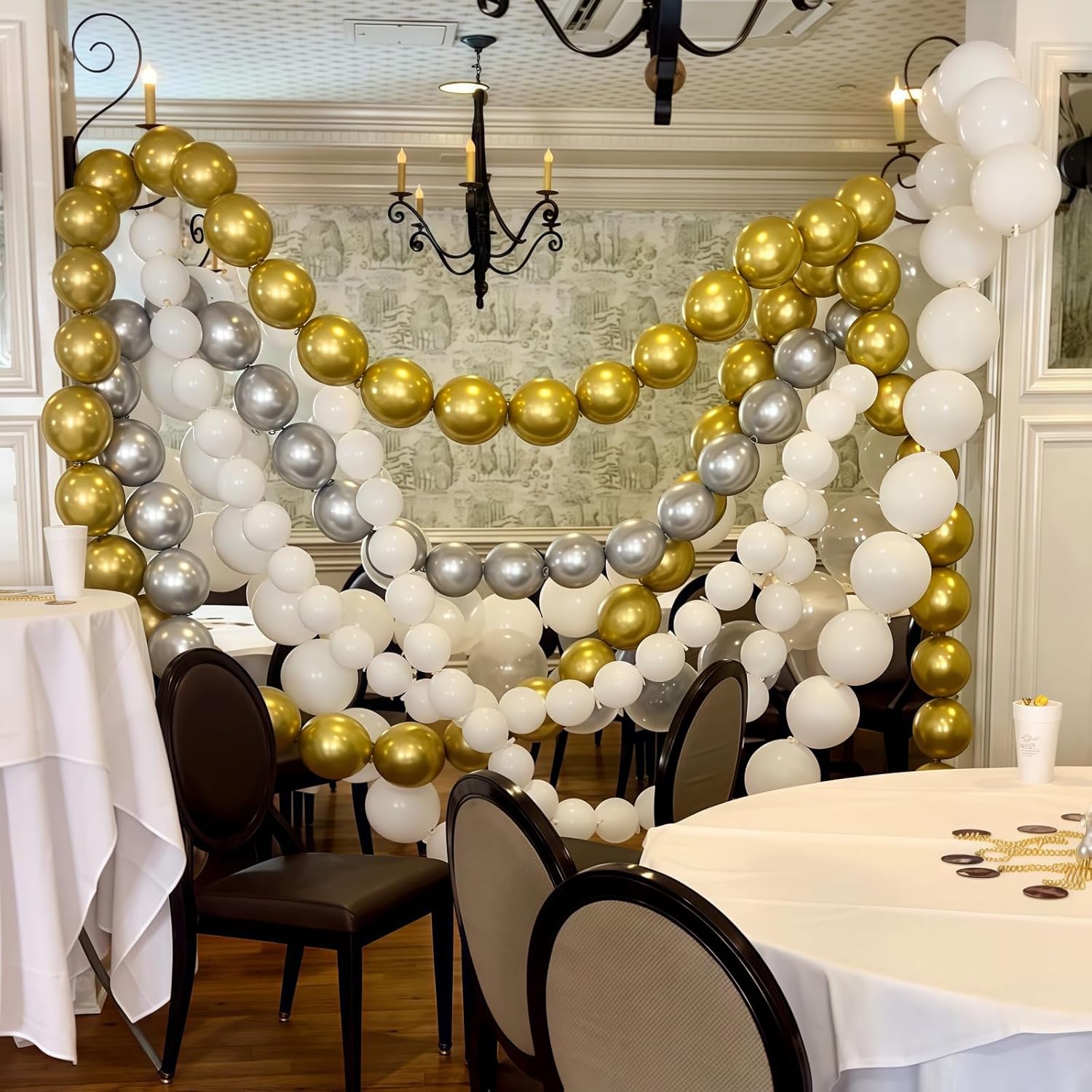 White and Gold Quick Link Balloons, 100PCS 10 Inch Small Baby Pink Linking Balloons for Making Balloon Wall Heart Arch Tails Balloon for Girls Wedding Birthday Baby Shower Engagement Party Decorations