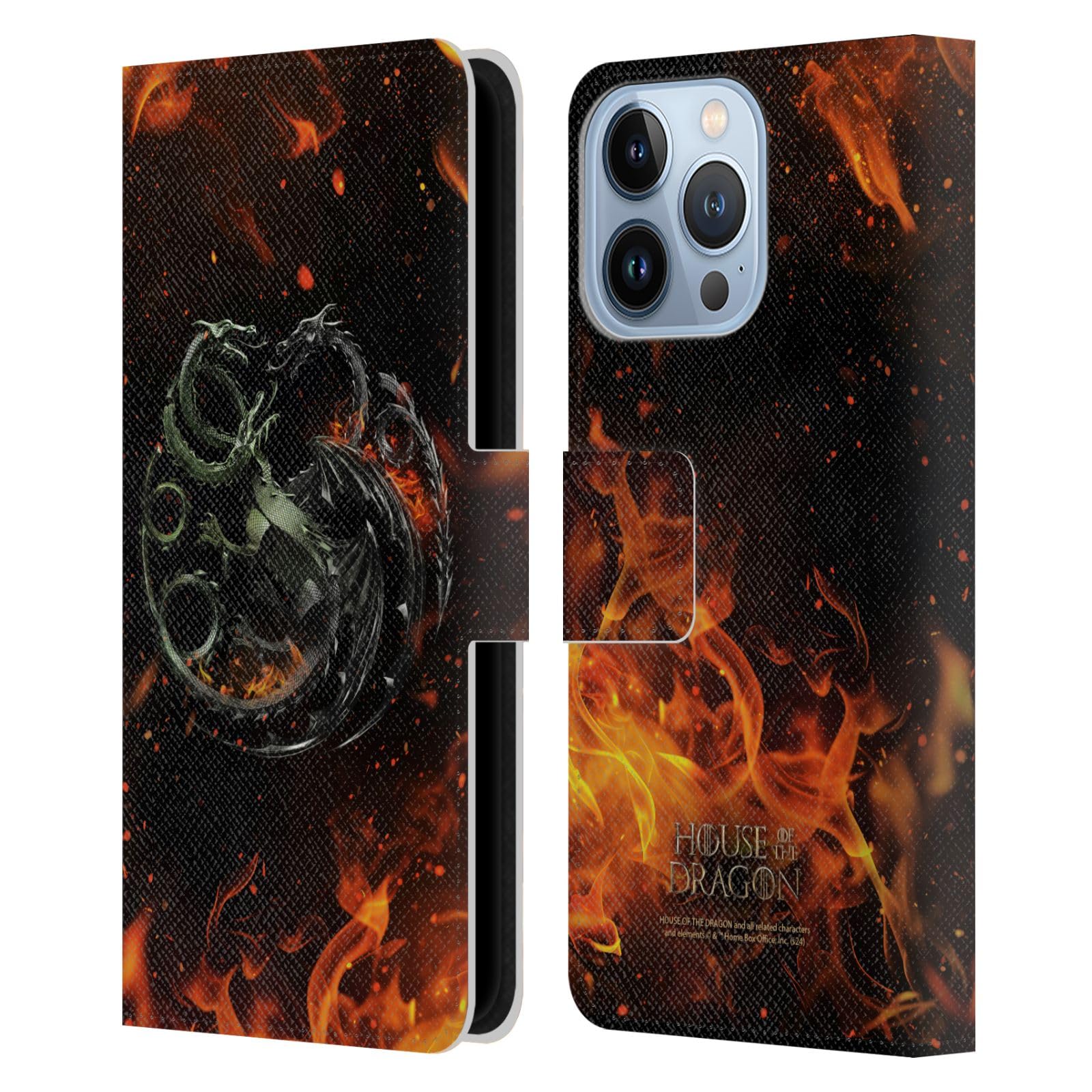 Coque portefeuille cuir La Guerre des Dragons iPhone 13 Pro aux finitions soignées
