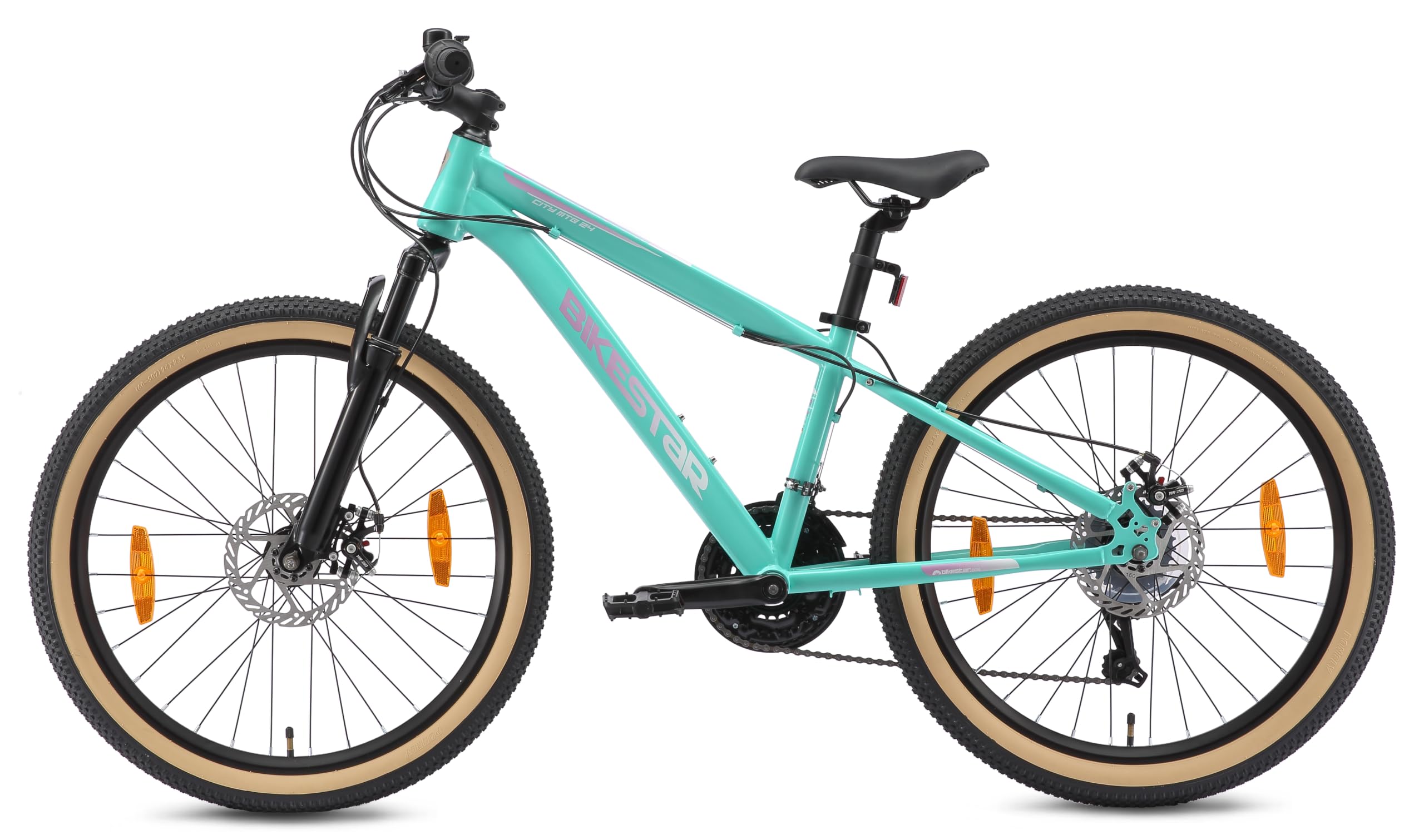 BIKESTAR Kinder Fahrrad Mountainbike 21 Gang Shimano, Scheibenbremse ab 8 Jahre | 24 Zoll Kinderrad MTB | RISIKOFREI TESTEN