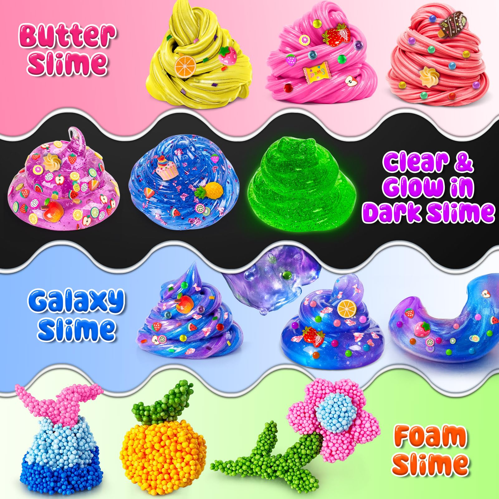 20 Pack Slime Kit for Girls & Boys, Premade Slime for Kids Ultimate DIY Party Crafts Set including 4 Types Slime of Clear - Image 5