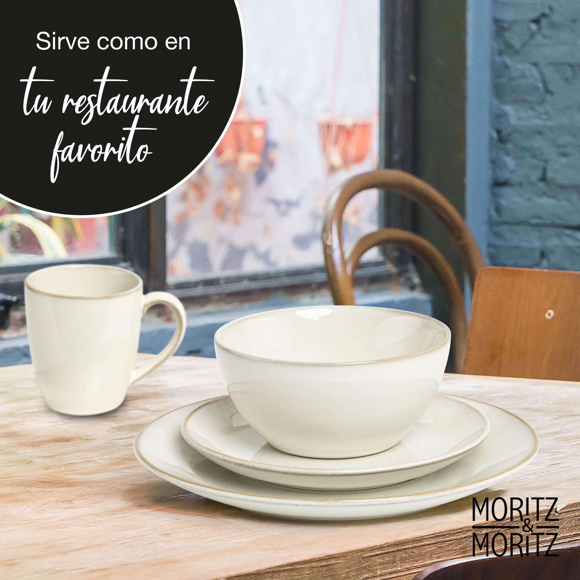 Moritz & Moritz SENSE - Vajilla de 24 piezas para 6 personas, color beige
