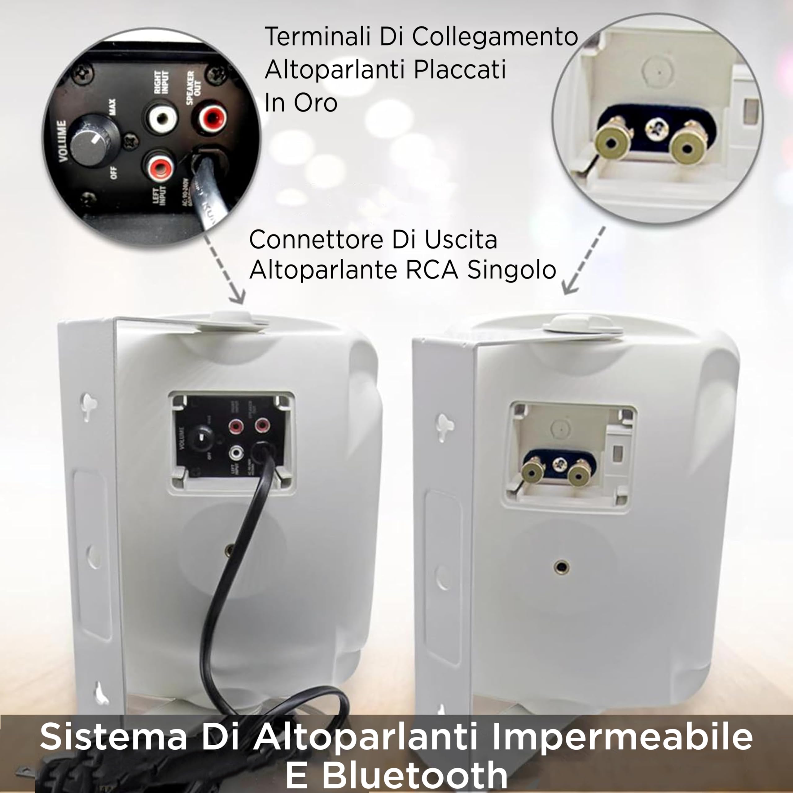 Pyle Cassa Bluetooth Speaker, Altoparlanti da Esterno 2 Vie, 16,5 cm, 800 Watt, Impermeabili, Attivi/Passivi, Montaggio Parete/Soffitto, per Interni/Esterni, Bianco - Vista 5